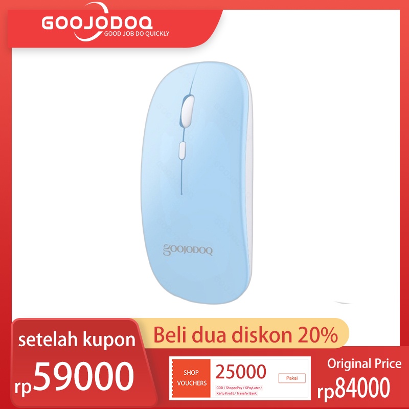 【Beli dua diskon 20%】 Goojodoq Dual Mode 2.4Ghz &amp; Wireless Bluetooth 2 In 1 Cordless Mouse