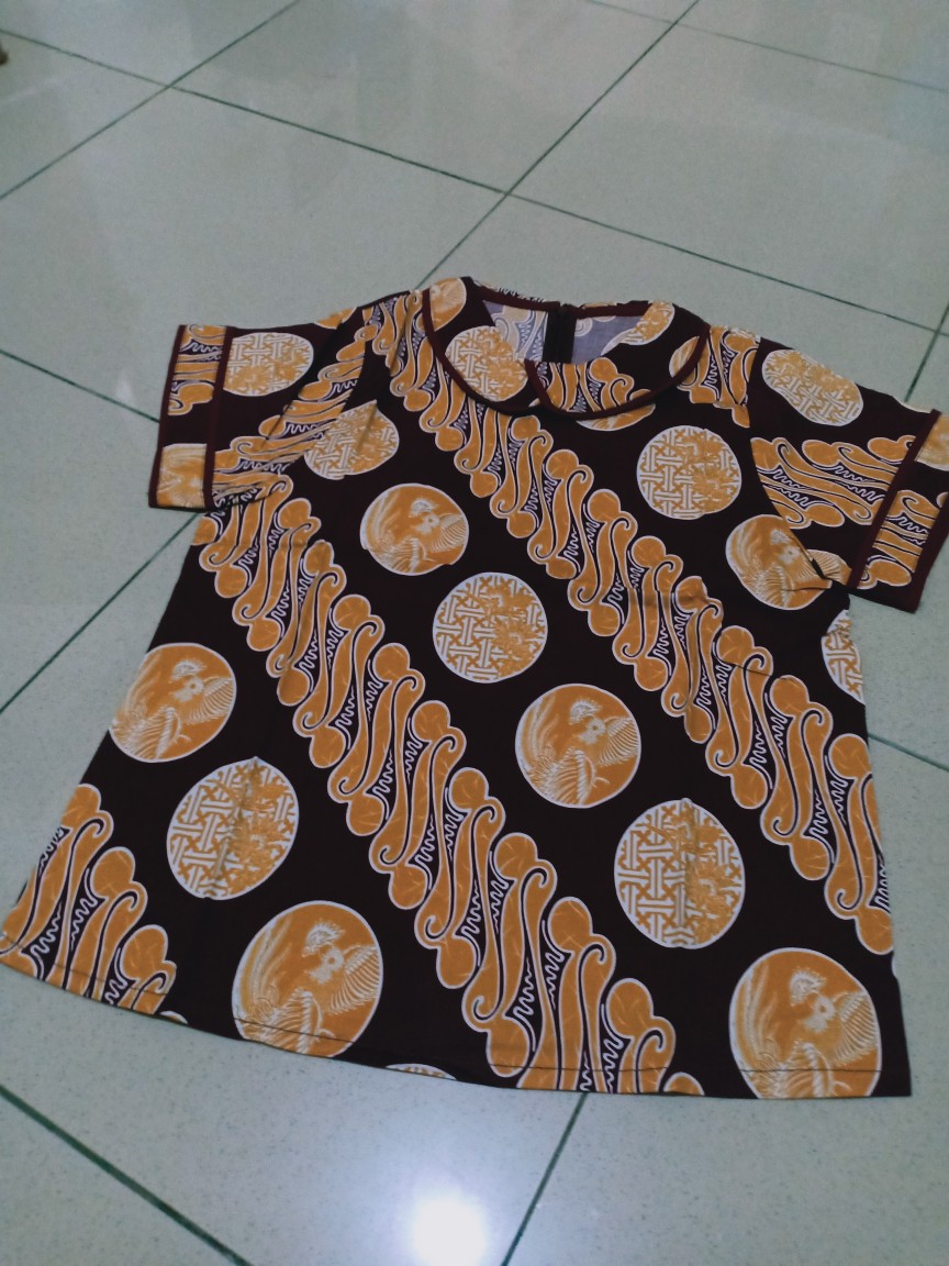 Po-33 Atasan Batik Wanita Katun Strecth Lengan Pendek U/ Kerja Kantoran Model Baru