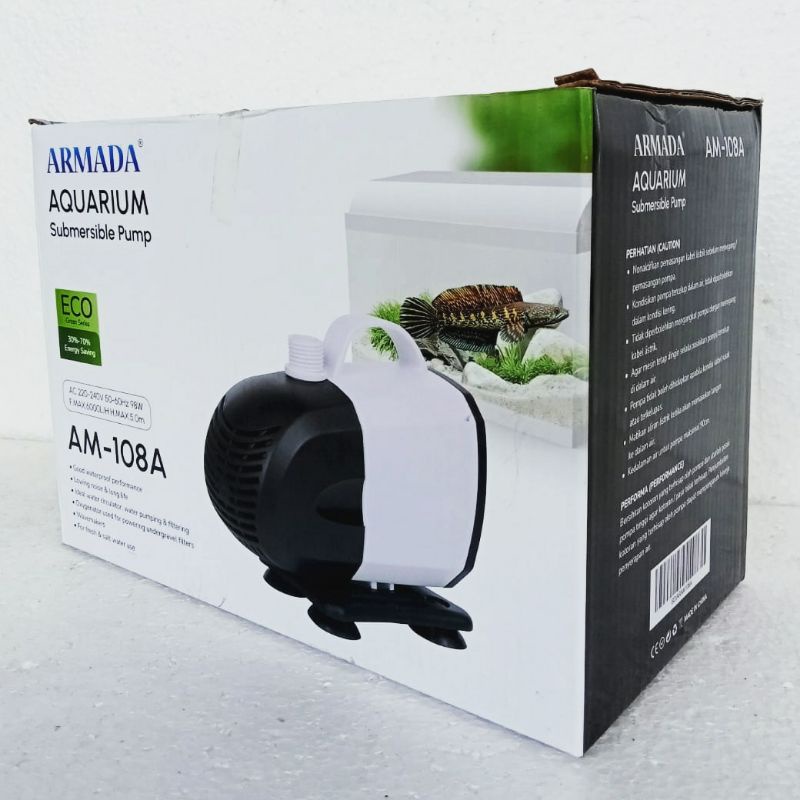 mesin pompa ARMADA AM 108 A waterpump ph submersible aquarium water pump filter kolam 6000 sd 7000 Lph low watt