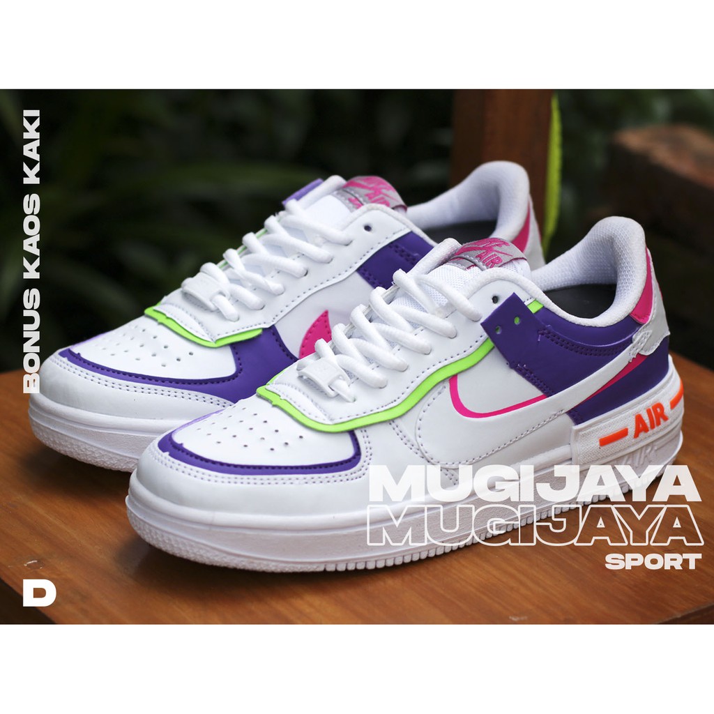 SEPATU NIKE WANITA NIKE AIRFORCE ONE SHADOW FULL WHITE