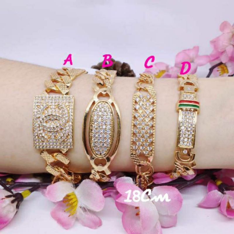 Gelang plat full permata zircon gold and silver