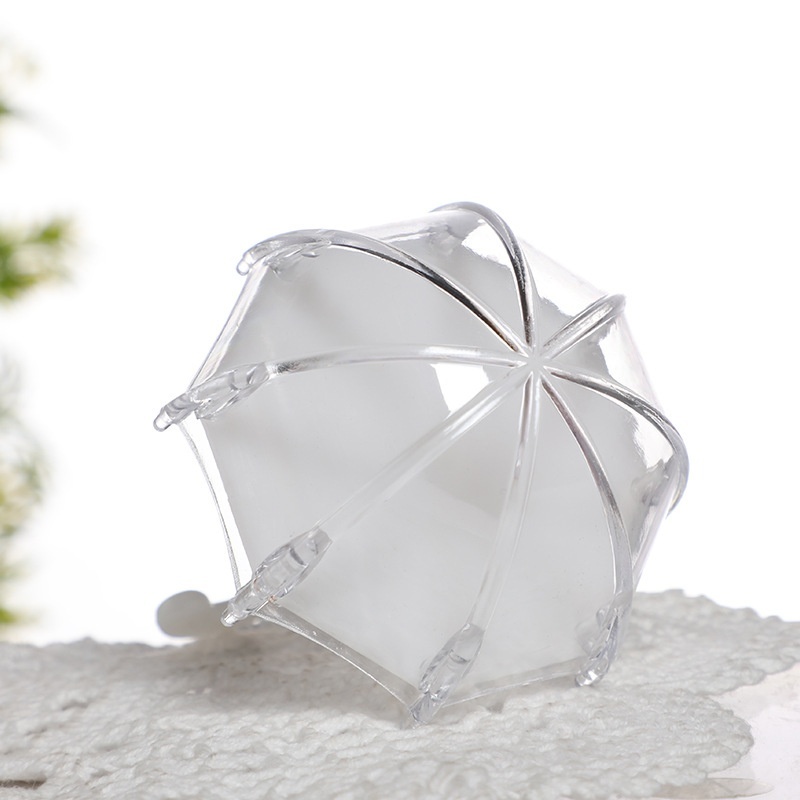 12pcs Umbrella Shape Transparent Plastic Candy Box Baby Shower Kids Birthday Party Gift Packaging Accessories