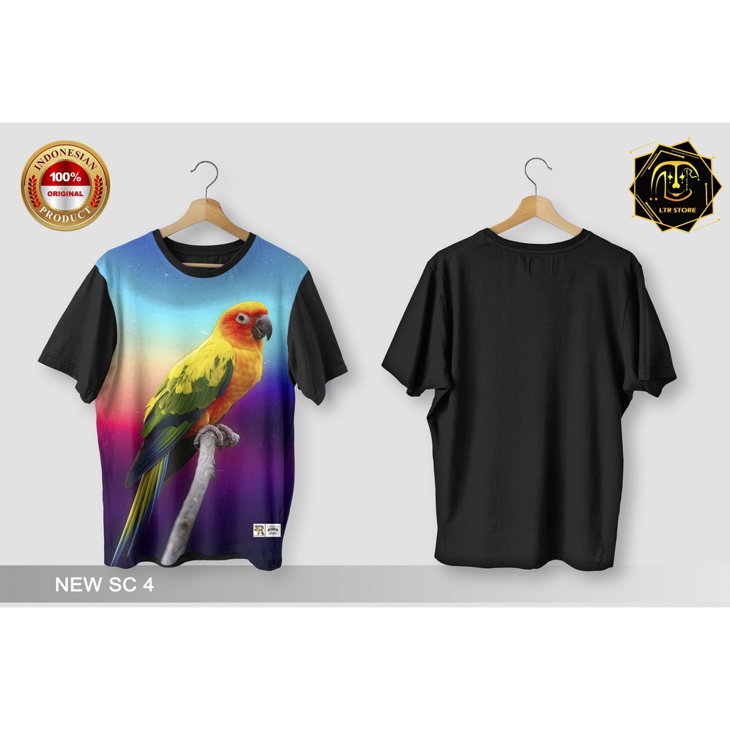 [ BAYAR DI TEMPAT ] BAJU PRINTING GAMBAR BURUNG SUN CONURE NEW SC 4 - KAOS DISTRO ORIGINAL MOTIF HEW