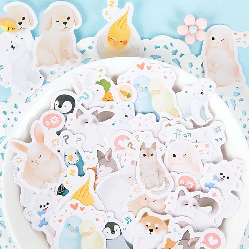 

[PER BOX] Stiker Aesthetic Tumblr Deco Scrapbook Bujo Diary DIY Kawaii Animal SAFA STORE
