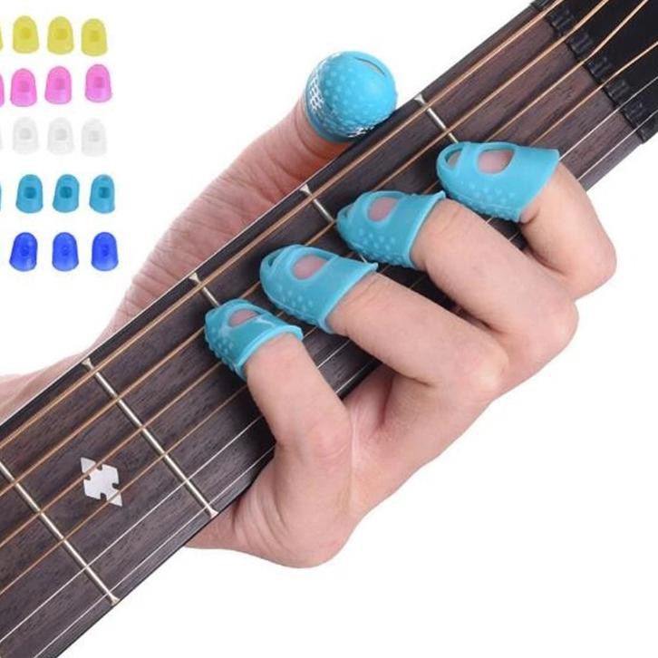 ۝ 5 pcs Guitar Finger Set Silicone (Tangan Kiri) Finger Protector Aksesoris ☃