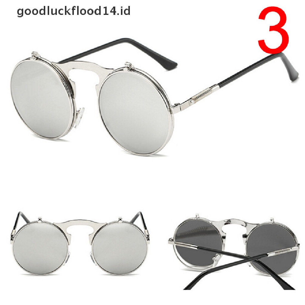 [OOID] Fashion Retro Vintage Gothic Round Flip Up Sunglasses Steampunk Glasses New ID