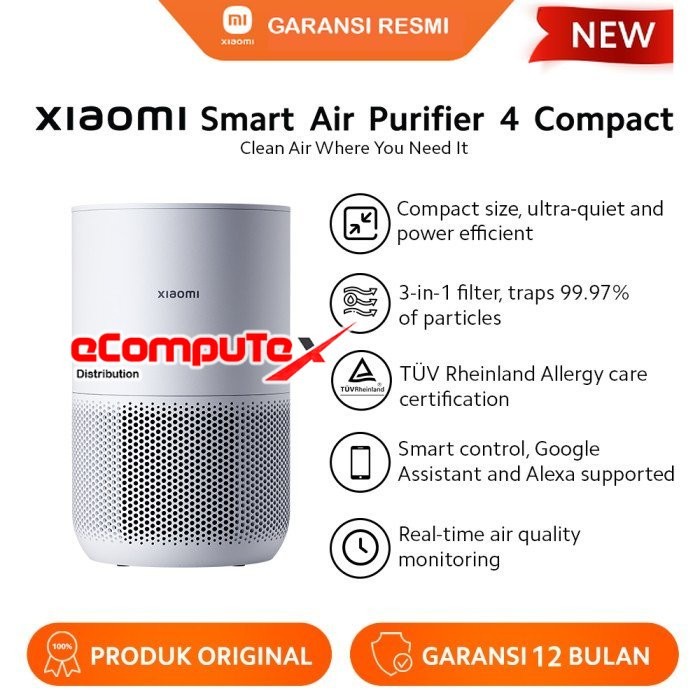 XIAOMI SMART AIR PURIFIER 4 COMPACT EU OLED PEMBERSIH UDARA LAYAR SENTUH GARANSI RESMI