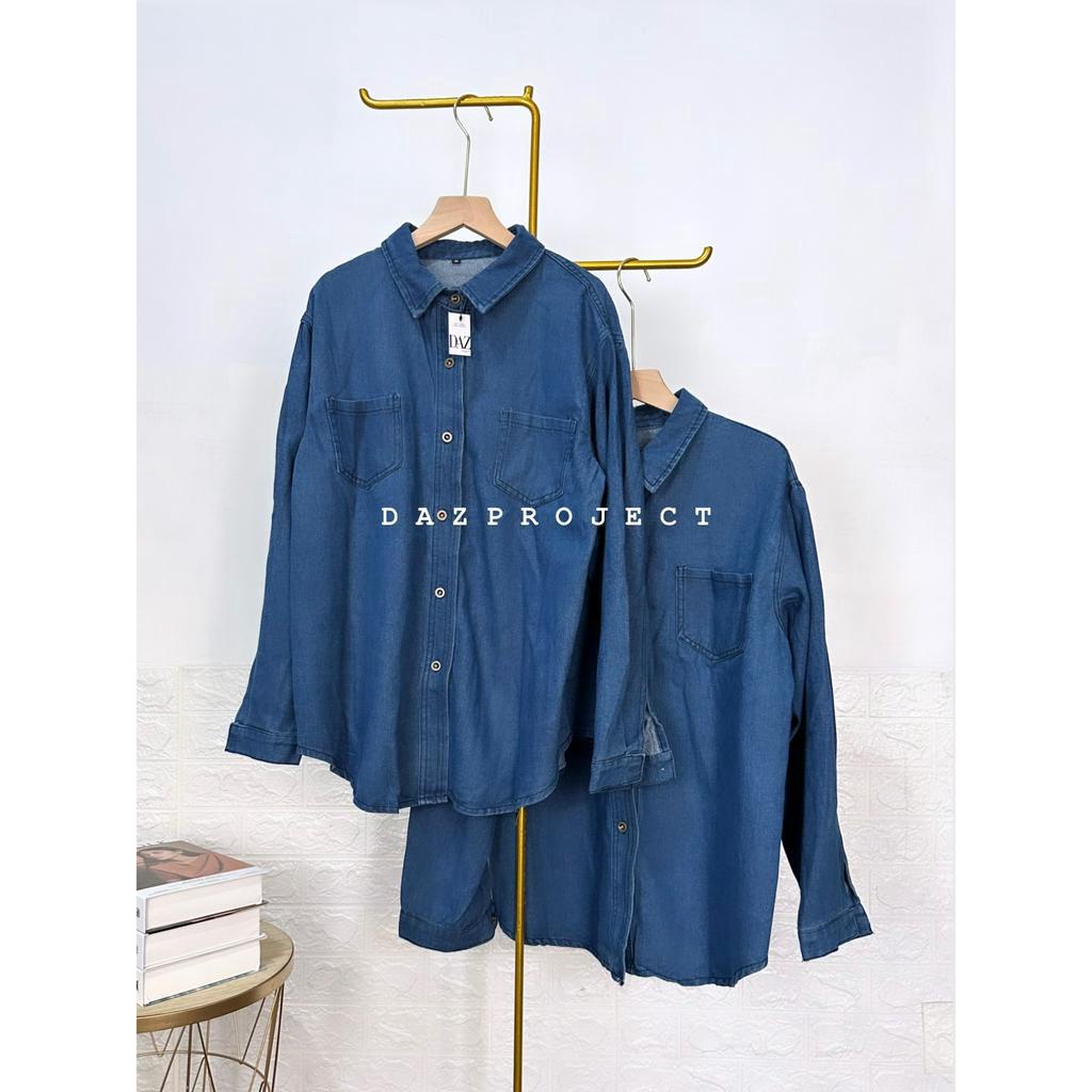 Kemeja Jeans Oversized Kemeja Korea Kemeja Denim Shirt Import Kemeja Import LD 114 Kemeja Jeans Oversized Shirt Outer Jeans Polos by DAZPROJECT