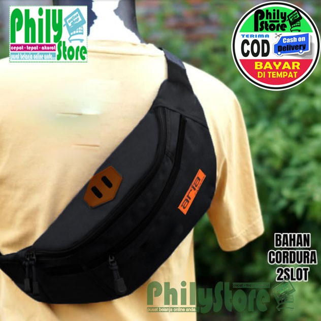 Tas Selempang Pria Black / Sling Bag / Waist Bag / Tas Pinggang Murah / Tas Pushop Murah