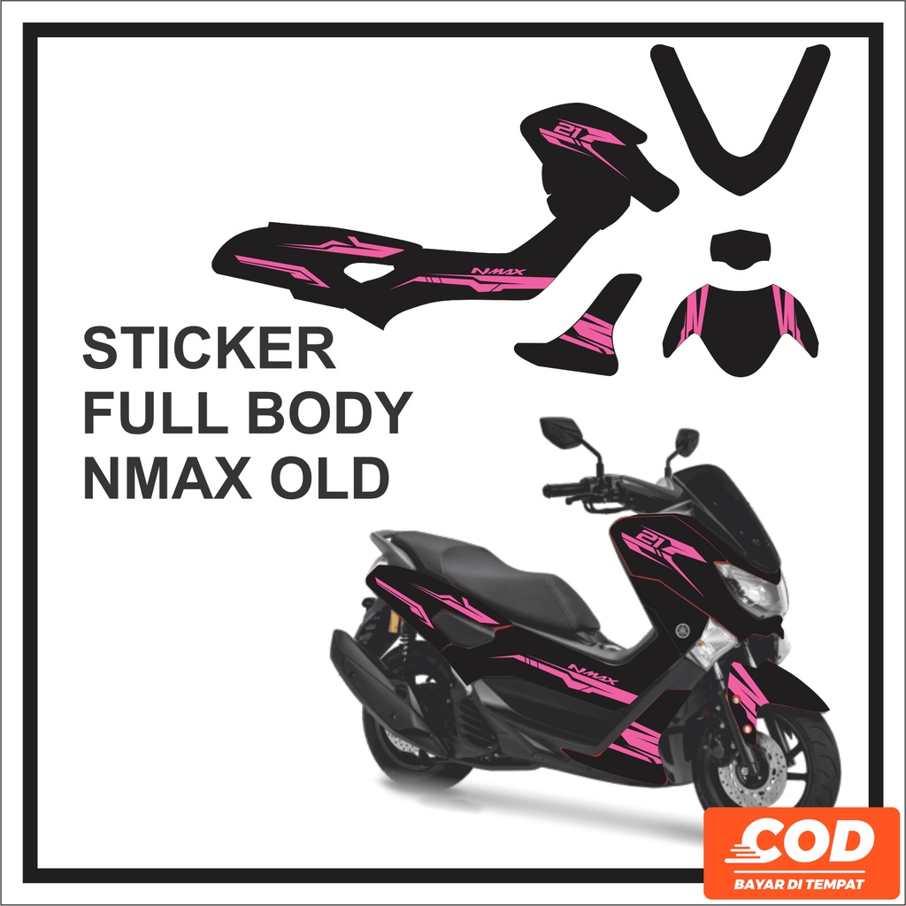 Stiker Decal Motor YAMAHA NMAX OLD Full Body Sticker NMAX LAMA Motif Hitam Pink Bisa Request Nama