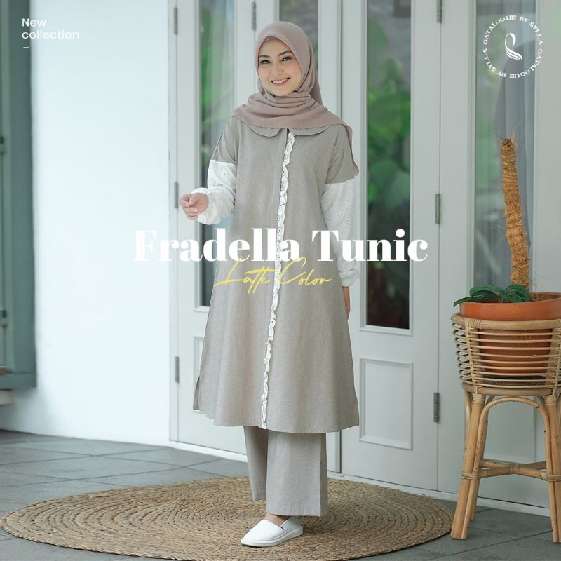 Tunik Set Celana Kulot Oneset Katun Hijab FRADELLA Kasual Simple Elegan by Sylla Hijab