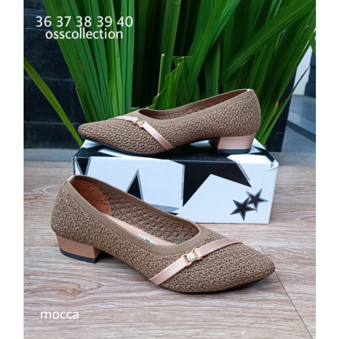 SEPATU HAK RAJUT IMPORT SOL KARET | PANTOFEL RAJUT SEPATU WANITA