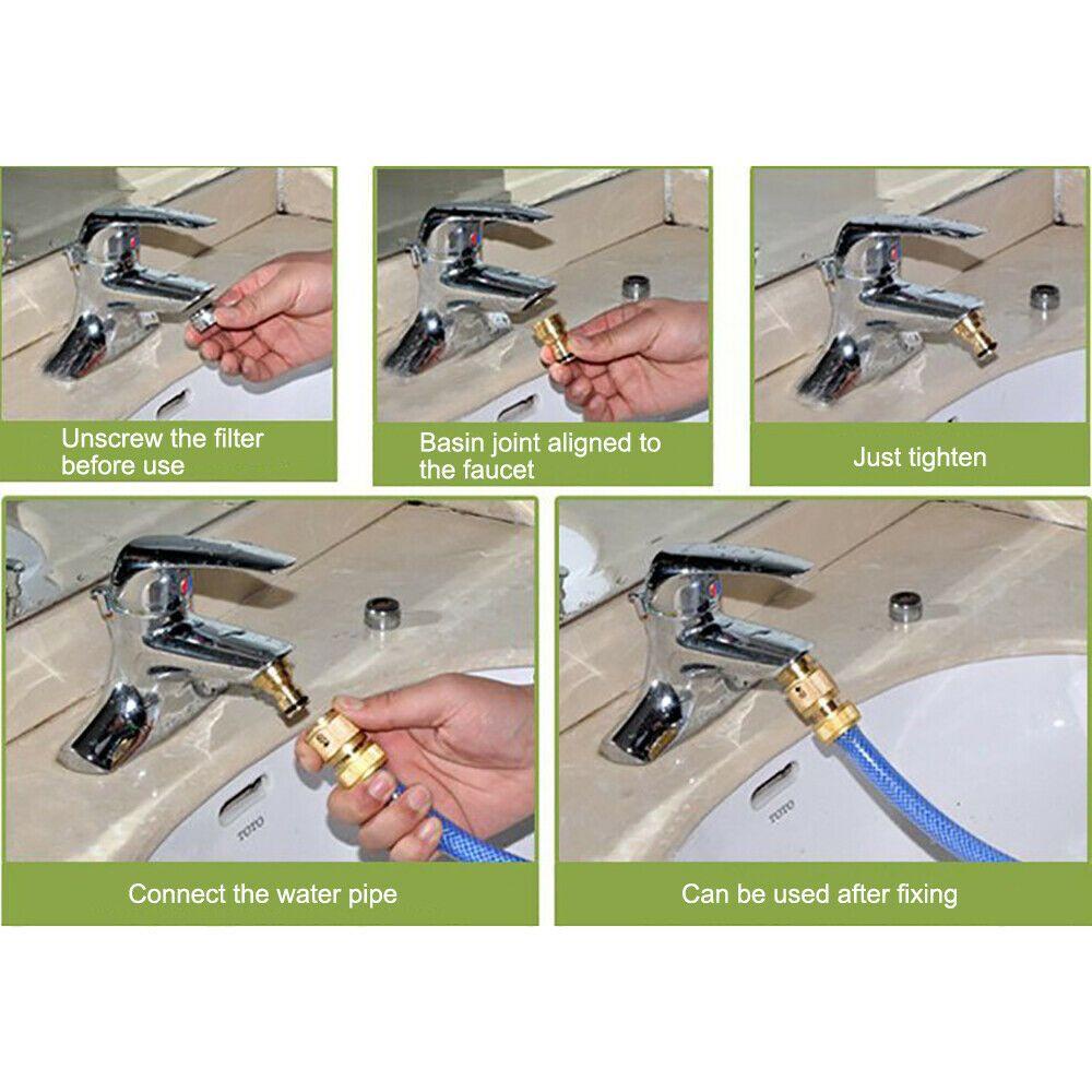 Preva Adaptor Selang Keran Selang Cuci Mobil Taman Rumah Kuningan Male Female Drat Praktis Faucet Converter