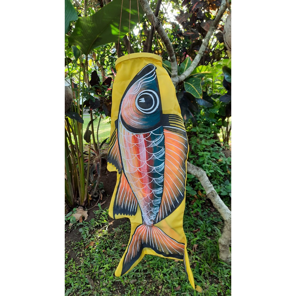 Windsock kain lukis ikan arah angin 60cm