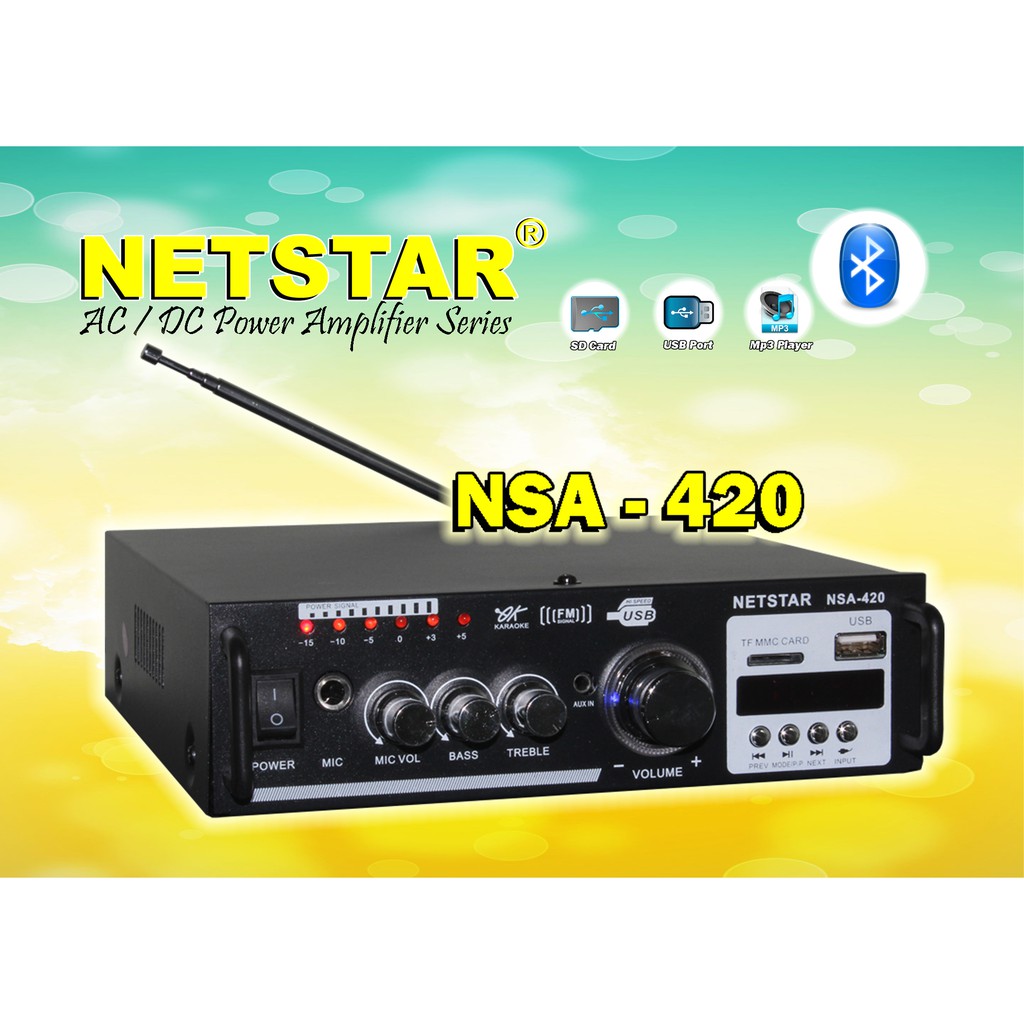 Mini Ampli NSA 420 Bluetooth - USB - SD Card / Mini Amplifier Bluetooth Original NETSTAR