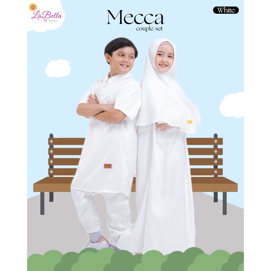 MCA 10 Labella Baju Muslim Set Anak Couple Gamis & Koko Mecca White