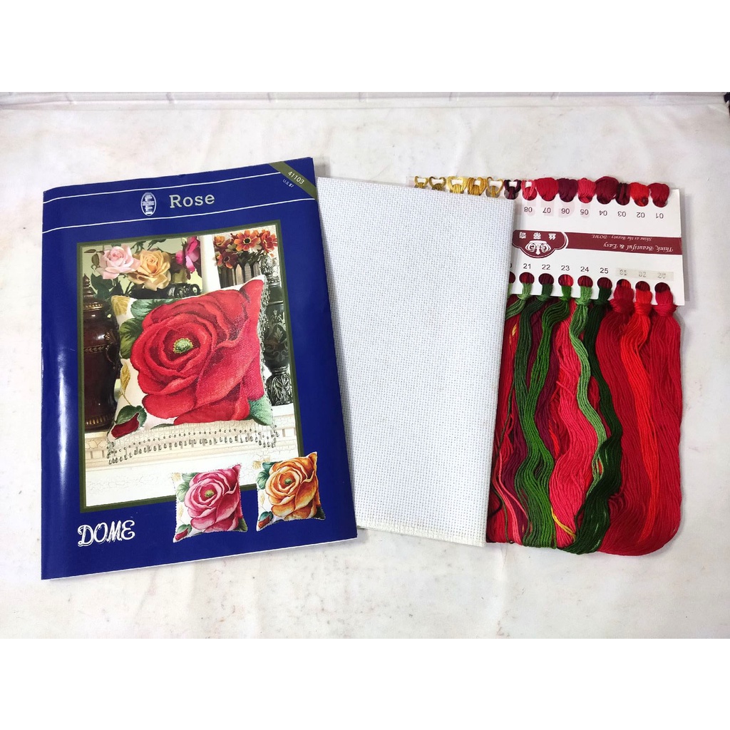 DISKON Paket DIY Craft Sulam Kristik DOME 41103 Red Rose Bunga Mawar Merah