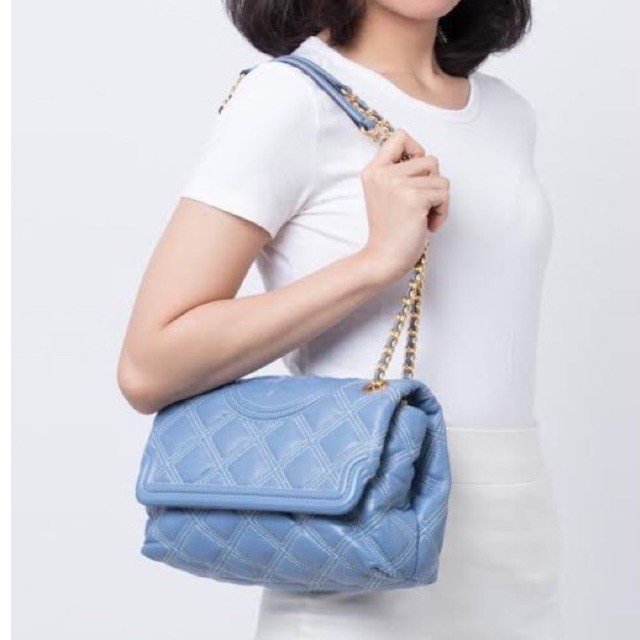 tory burch tb fleming soft medium blue wood