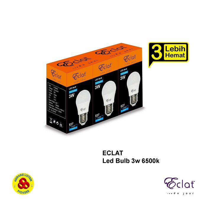 Eclat Lampu LED 3W Putih Paket PROMO Lebih Hemat isi 3 Bulb 3 Watt CDL