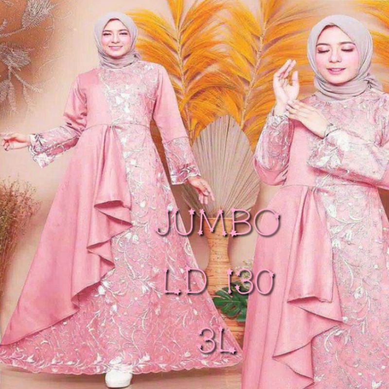 GAMIS BRUKAT LD 130 / DRESS JUMBO XXXL BIG SIZE MIX MESCREPE POLOS PREMIUM TERBARU