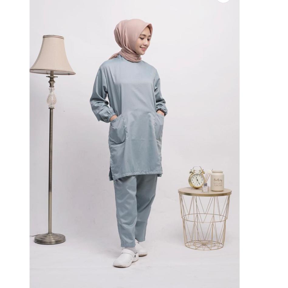 baju OK jaga kesehatan scrub syar'i (lengan panjang) / baju OK / baju jaga Kesehatan ong Basic Scrub