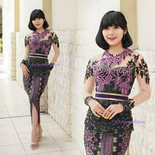 setelah Kebaya wisuda tile stik / tilestik modern lengan panjang  kebaya bali