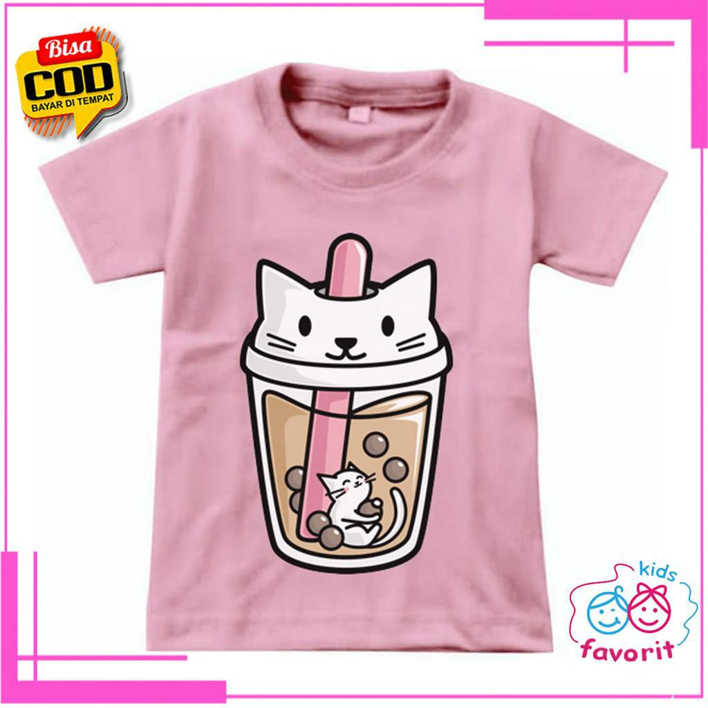 KAOS ANAK PEREMPUAN MOTIF BOBA  ATASAN ANAK CEWEK GAMBAR BUBBLE BOBA TERBARU