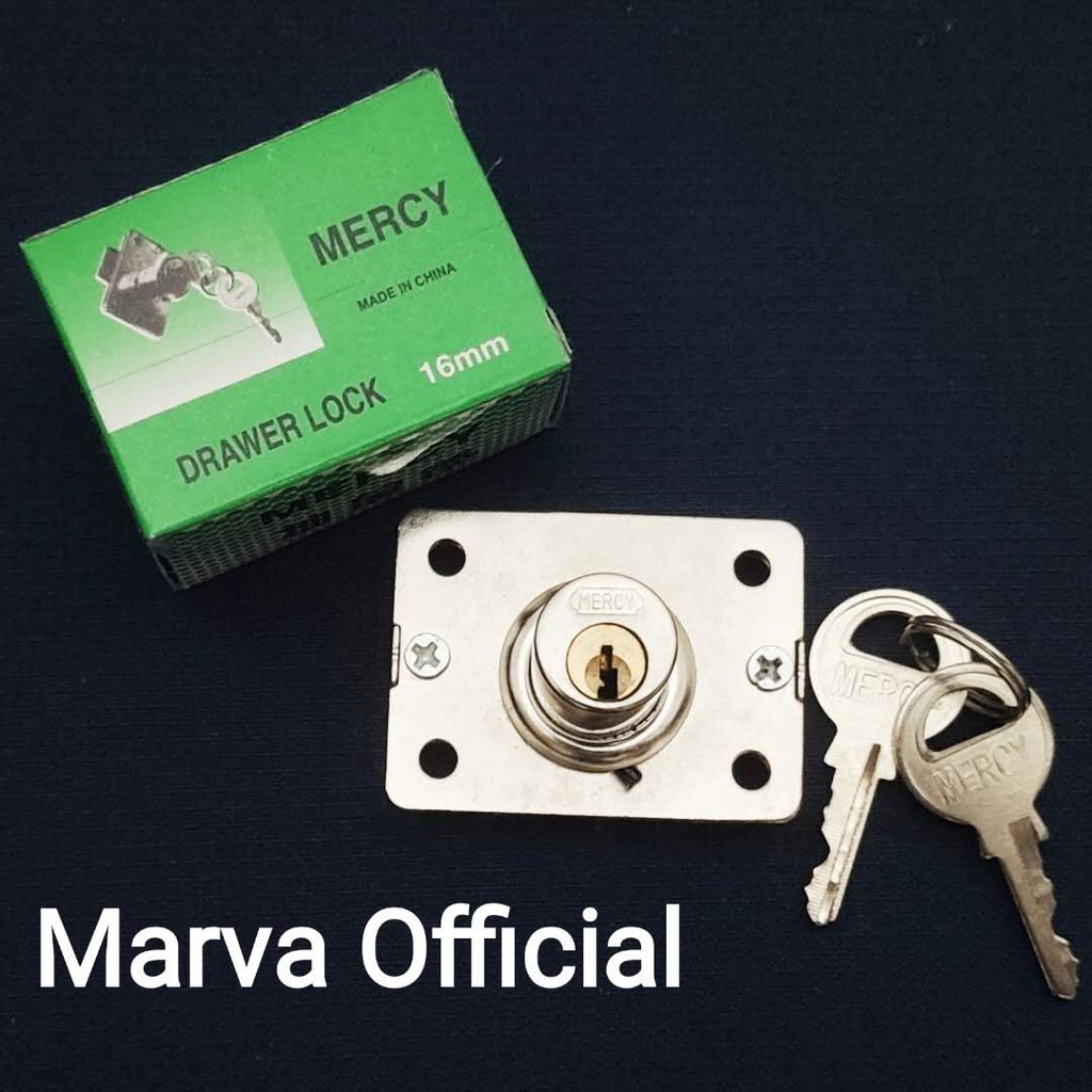 kunci pintu lemari laci SILVER MERCY diameter 16mm 16 mm drawer lock bukan merk 808 kepala kecil bes