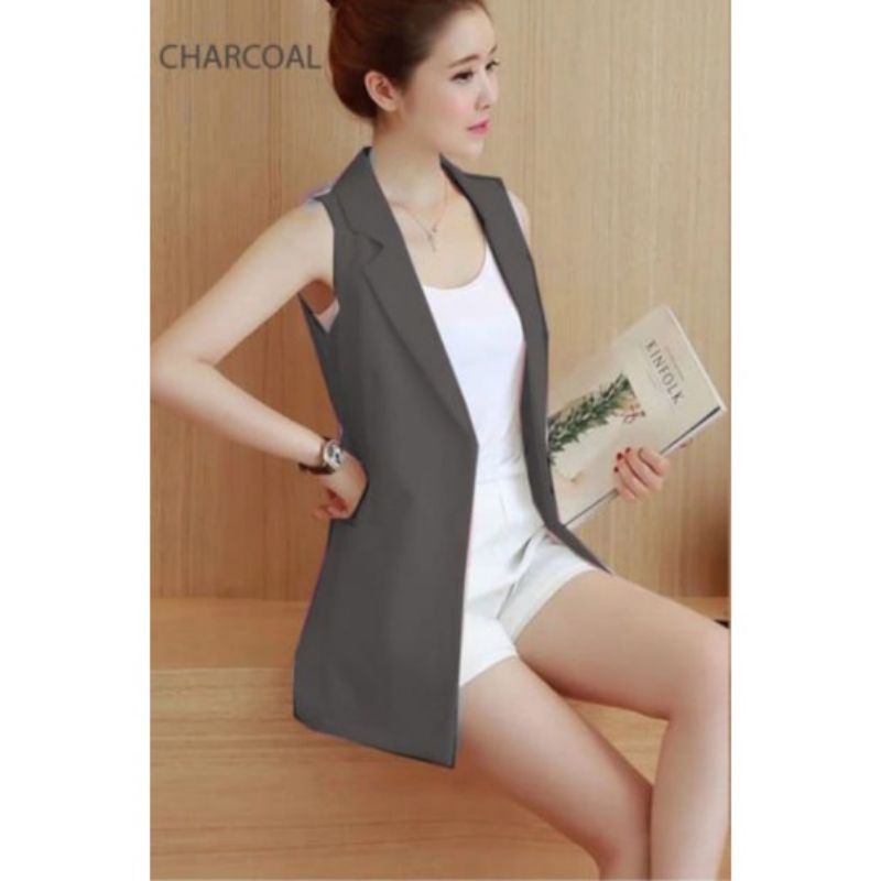 VEST BLAZER WANITA,JAS OUTER WANITA ,BLAZER TANPA LENGAN, ROMPI KERJA WANITA, BAJU WANITA