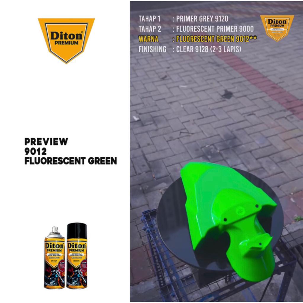 Cat Pilox Diton Premium Fluorescent Green 9012 400cc warna Stabilo Hijau Ijo pylox