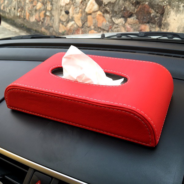 Kotak Tempat Tisu Mobil Car Dashboard Tissue Box Kulit Sintentis Bentuk D POLOS