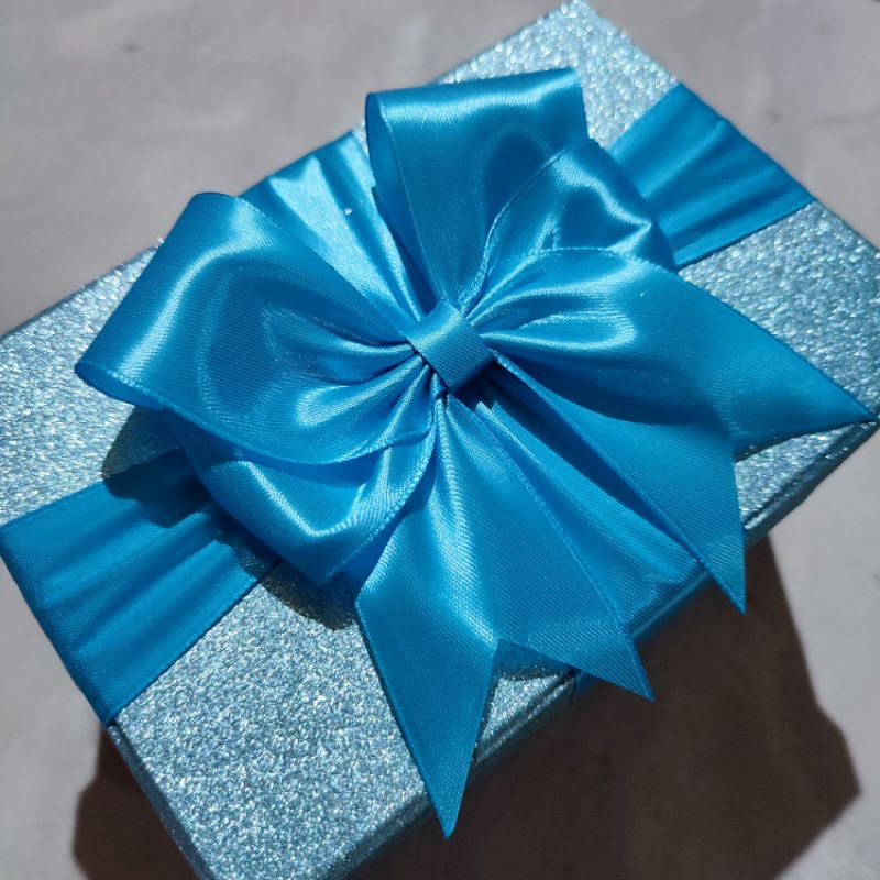 BOX KADO GLITTER BLUE PITA BIRU TOSCA KOTAK HADIAH ULANG TAHUN