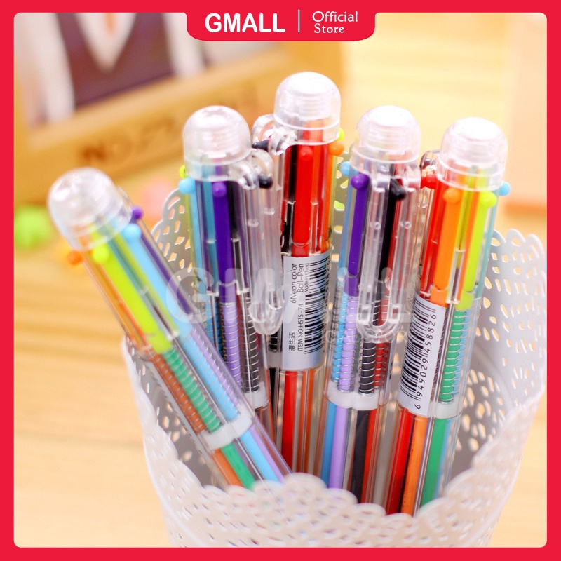 Stationery Polpen Pulpen Bulpen Bolpoin Bolpoint Pena Gel Warna Warni 1 Set 6 In 1 Alat Tulis Sekolah Kantor Murah GMALL ST0011