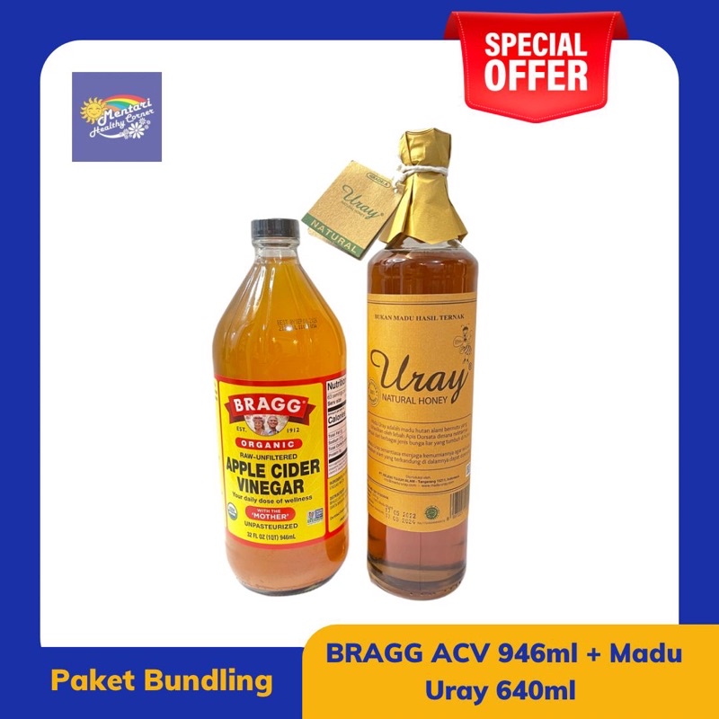 Paket Bundling Bragg ACV 946ml + Madu Uray 640ml (875g)