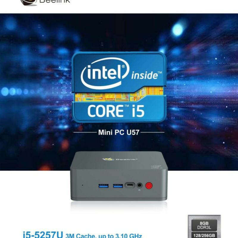 Mini PC 8GB RAM Windows 10 Beelink U57 Intel Core i5 5257u WIFI HDMI - 128GB SSD