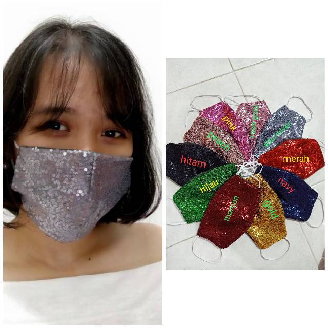Masker Sequin Seribu Payet 3 Ply