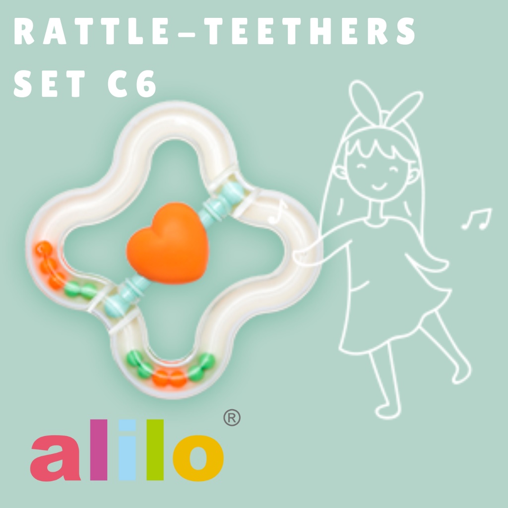 Alilo Baby Rattle Teether Set C6 / Mainan Rattle Bayi / Gigitan Bayi / BPA Free / Newborn