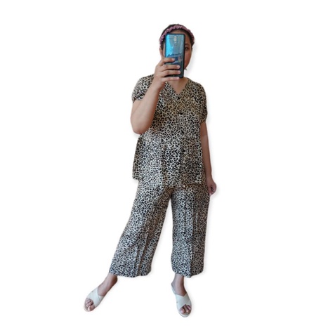 SETELAN PIYAMA KANCING CELANA 7/8 KANCING REMPEL/BAJU TIDUR/SET PIYAMA KANCING