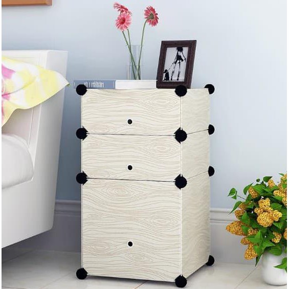 Rak Serbaguna Portable Rak Kamar Tidur Rak Rak Susun Kayu Lemari Kecil Murah