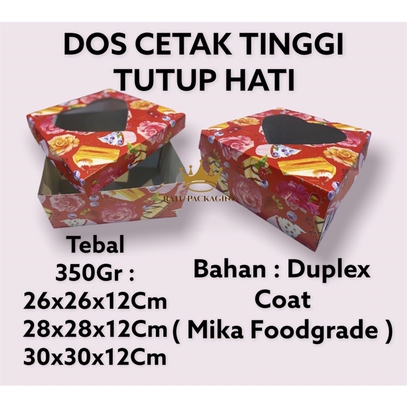 

[10PCS] RATU | Dos DUPLEX CETAK TUTUP HATI Tinggi 12Cm Ukuran 26x12, 28x12, 30x12 . Kardus Hampers Dus Box