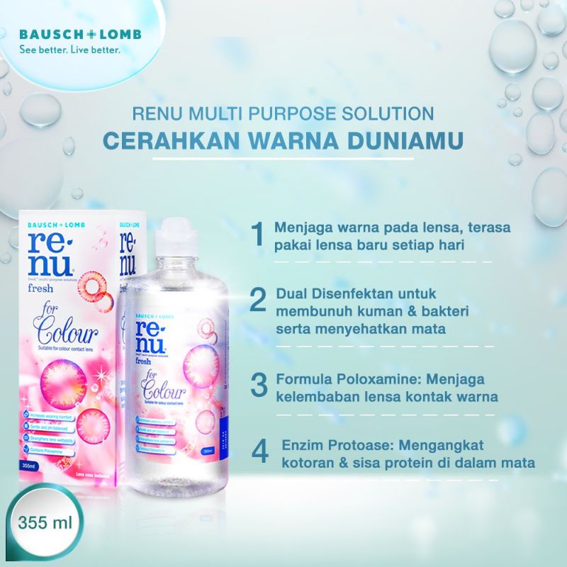 RENU COLORS RENU FOR COLOUR 355 ML DAN CAIRAN SOFTLENS BAUSCH &amp; LOMB LAINNYA