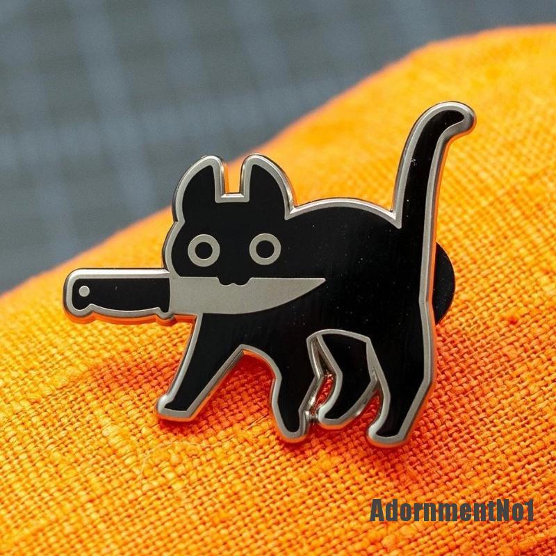 (Adornmentno1) Bros Pin Enamel Desain Kartun Kucing Hitam