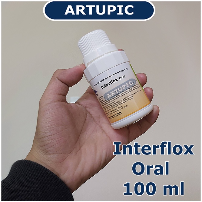 Interflox Oral 100 ml Obat Flu Diare Ayam Sapi Kambing Kelinci Babi Domba Mengobati infeksi pencernaan pernafasan perkencingan Mycoplasma bakteri Ecoli Haemophilus Pasteurella Salmonella Campylobacter