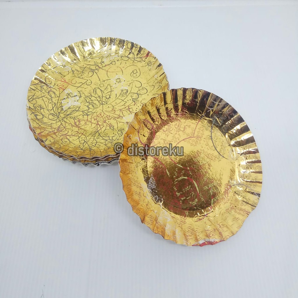 piring kertas kue tart emas gold ultah ulang tahun paper plate isi 10