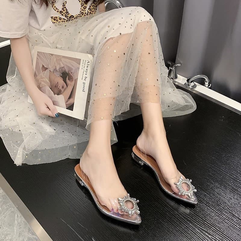 AGI0129 hak tinggi Bohemian Heels transparan kaca wanita import kekinian model terbaru cod jakarta-6