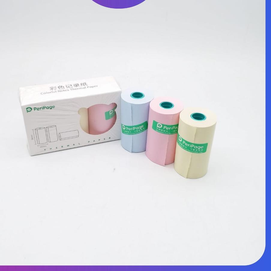 

Terlaris, Kertas Paper Printer Peripage A6 Bluetooth 56x30mm VARIAN NON STICKER FULL STICKER COLOR T