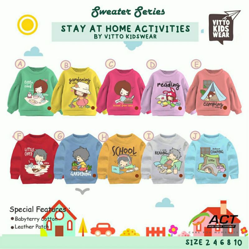 Sweater Stay at Home by Vitto Kidswear || Sweater Anak Cowok Cewek