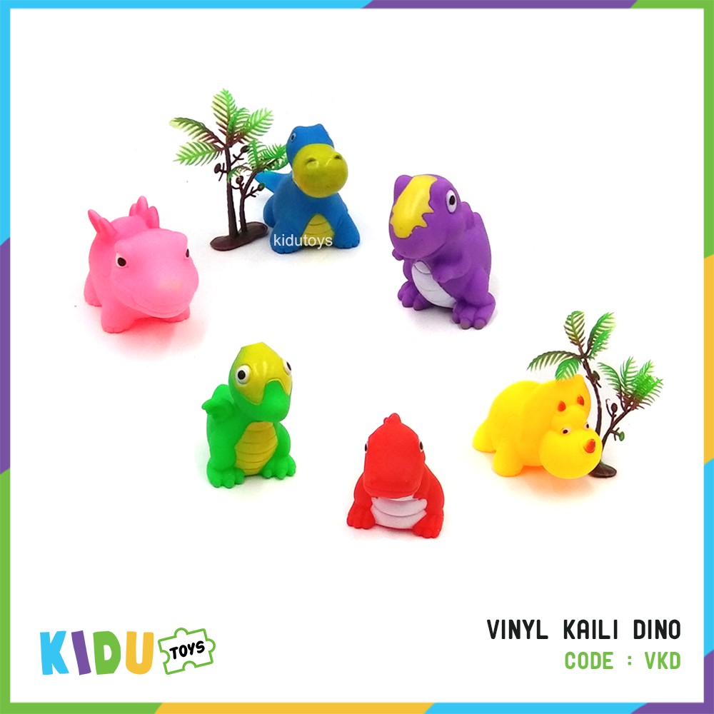 Mainan Anak Bayi Karet Binatang Bunyi Suara / Mainan Mandi Anak / Vinyl Kaili Dino Isi 6pcs Kidu Toys