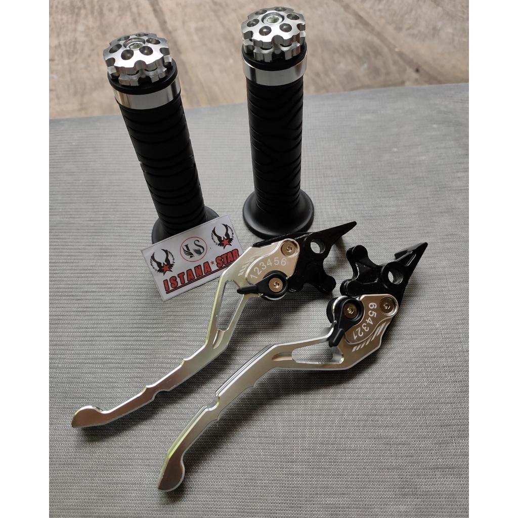 Handle Rem Nmax Handle Model Stelan Jarum Sisik Yamaha Nmax Old &amp; Nmax New plus grip ring CNC