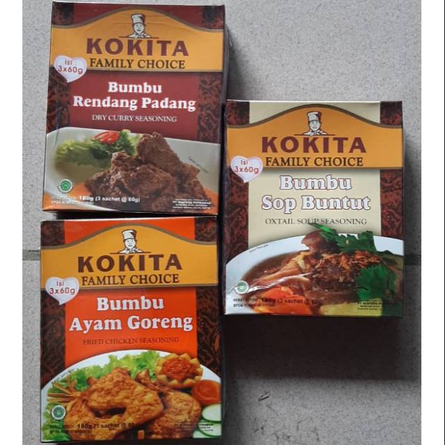 Kokita family choice bumbu rendang Padang /ayam goreng/ SOP buntut 3x 60 gram